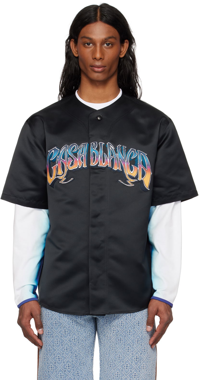 Jersey Casablanca Casablanca Gothic Baseball Shirt Musta | MS25-SH-153-01
