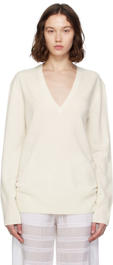 Villapaita TOTEME TOTEME Cashmere V-Neck Knit Sweater Valkoinen | 252-WRT0521-YA0016, 0