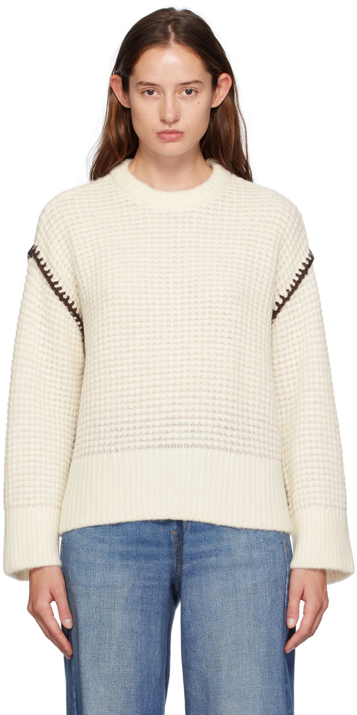 Villapaita rag & bone Rag & Bone Women's Katie Crocheted Sweater Valkoinen | WAS24F049SA49