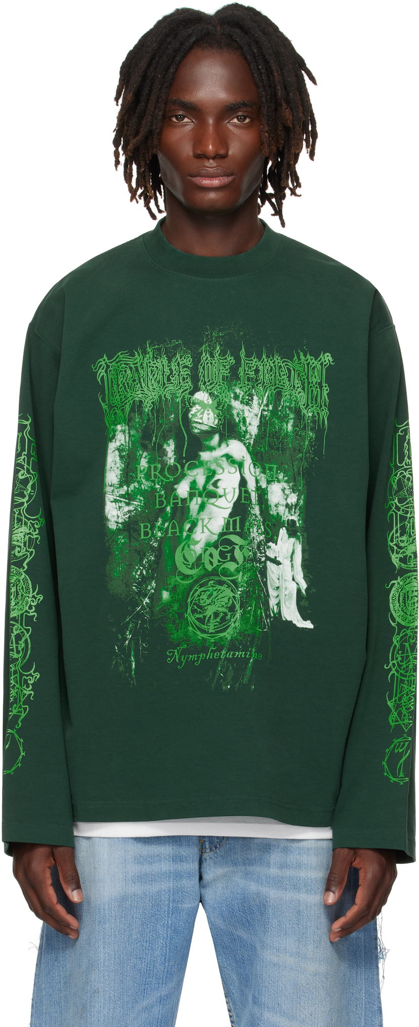 T-paita VETEMENTS Vetements Cradle Of Filth Nymphetamine Graphic Longsleeve T-Shirt Vihreä | UCF76LS750E