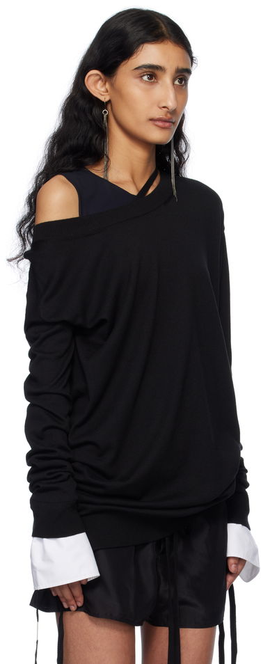 Villapaita Ann Demeulemeester Ann Demeulemeester Helle Off-The-Shoulder Sweater Musta | 2510-W-KN06-KN055-099, 1