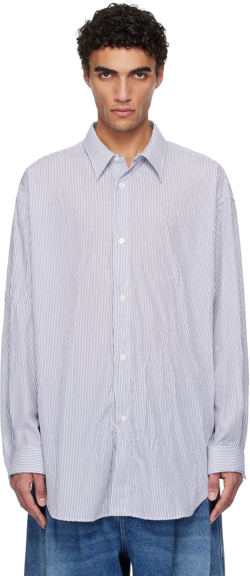 Paita HED MAYNER Hed Mayner Crinkled Poplin Shirt Valkoinen | HMMA60001A-HA167