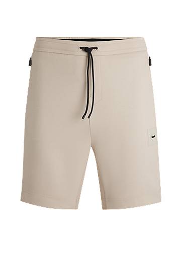 Shortsit BOSS Stretch Cotton-Blend Shorts Beige | 50537199