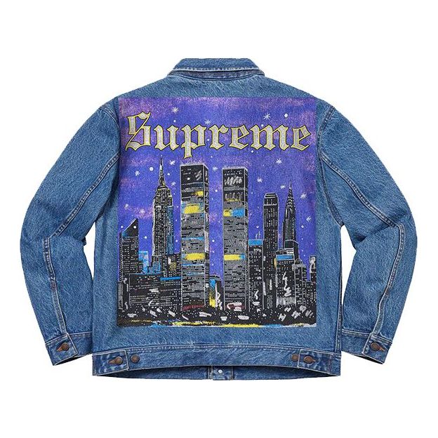 Takki Supreme Supreme New York Painted Denim Trucker Jacket Sininen | SUP-SS19-10079