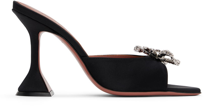 Asusteet Amina Muaddi Amina Muaddi Rosie Slipper Heeled Sandals Musta | ROSIE SLIPPER CL SATIN