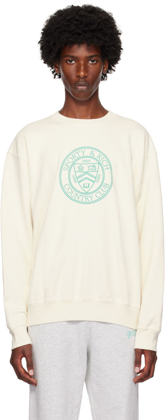 T-paita Sporty & Rich Off-White Connecticut Crest Sweatshirt Valkoinen | WS067S416CC