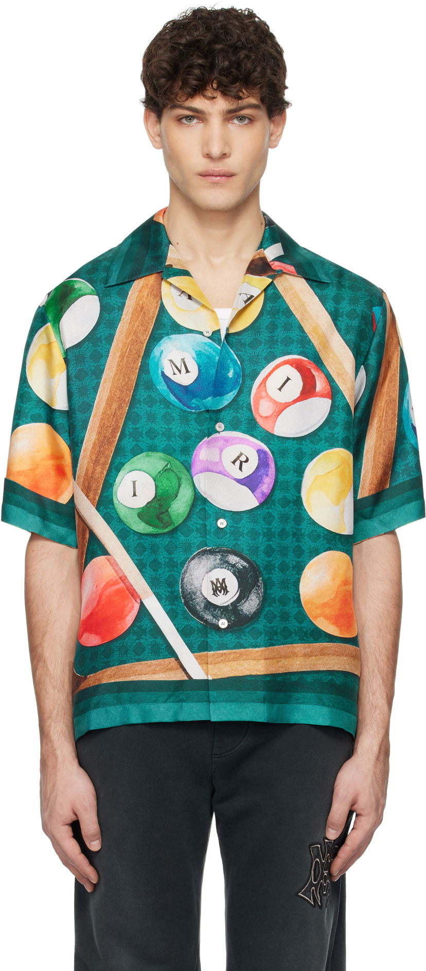 Paita AMIRI AMIRI Billiards Print Bowling Shirt Vihreä | AMSTCA1083