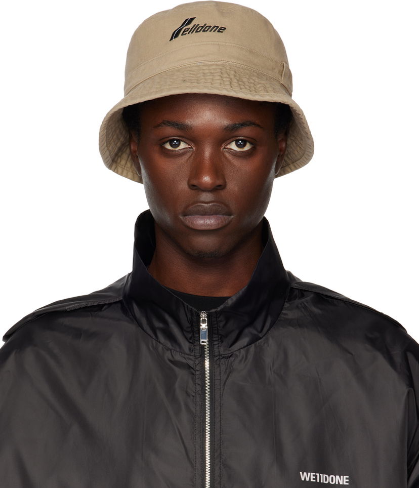 Hattu We11done Washed Logo Bucket Hat Beige | WD-AH3-22-426-U-BG