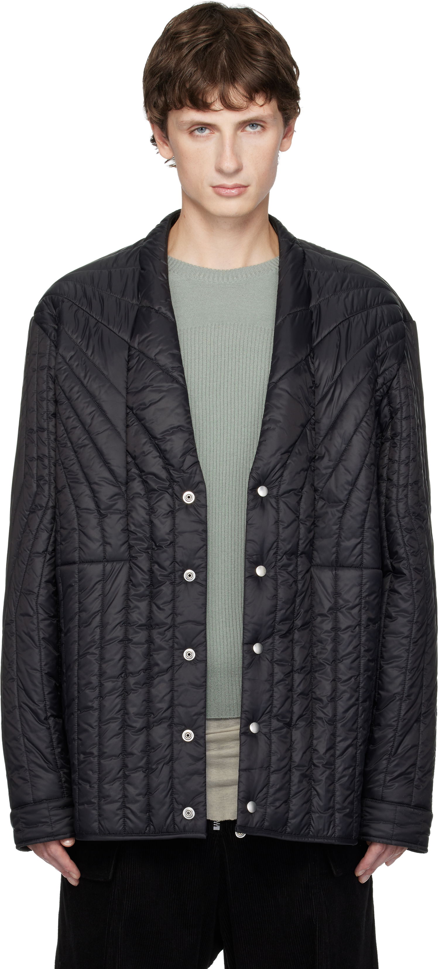 Puffer takki Rick Owens Concordians Long Sleeve Quilted Liner Down Jacket Musta | RU02E1755 NPT1, 0