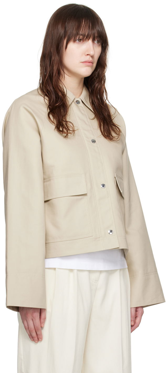 Takki TOTEME TOTEME Cropped Flap Pocket Jacket Beige | 243-WRO0129-FB0198, 1