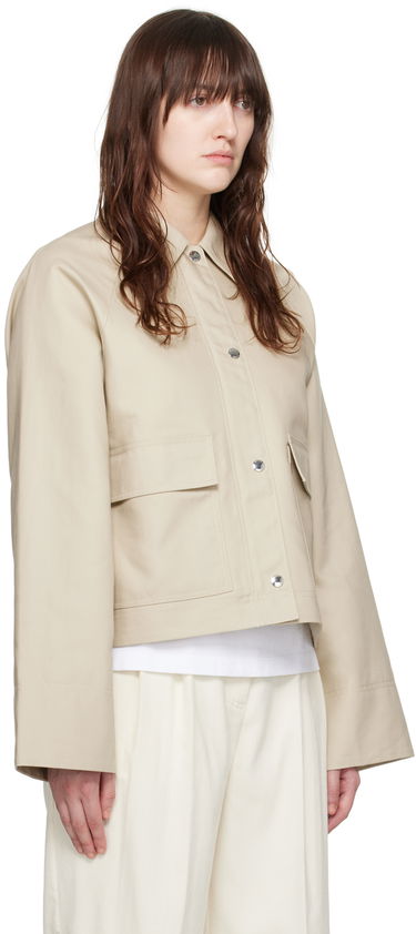 Takki TOTEME TOTEME Cropped Flap Pocket Jacket Beige | 243-WRO0129-FB0198, 1