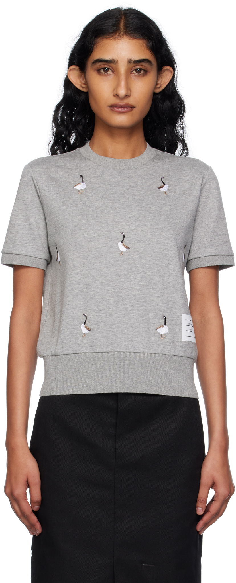 T-paita Thom Browne Thom Browne Cotton Milano Geese T-shirt Harmaa | FJS216E-J0055