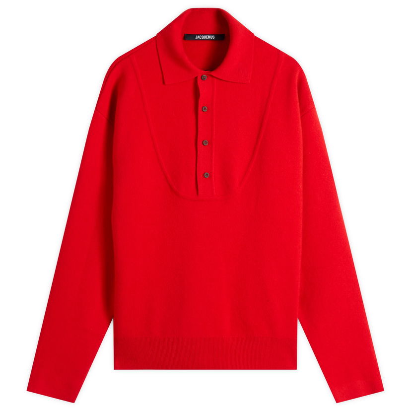 Poolopaita Jacquemus Jacquemus Knitted Polo, Size Large Punainen | 25HSWM00609AK00276-470