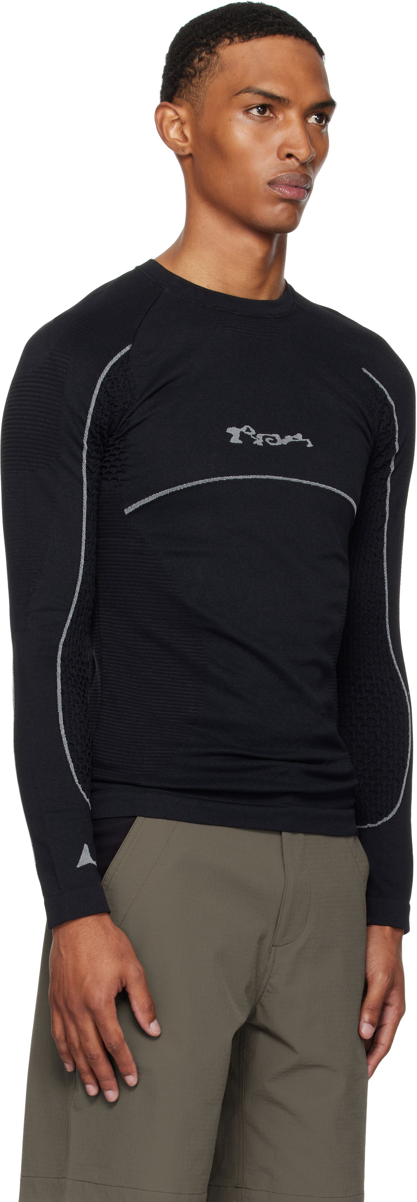 T-paita ROA Seamless Long Sleeve T-Shirt Musta | RBMW0406YA49, 1