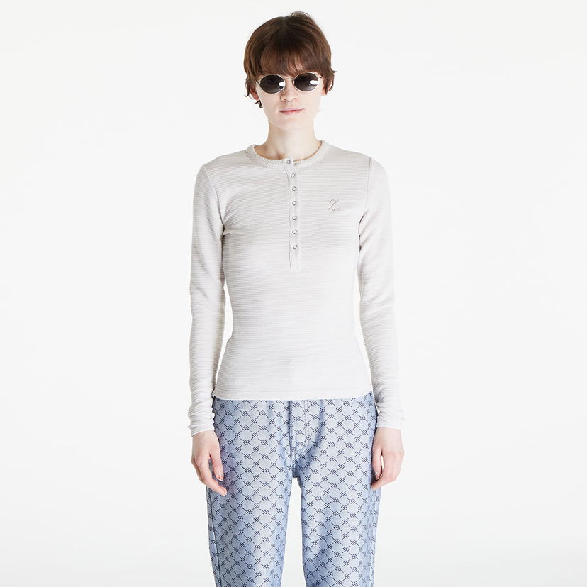T-paita DAILY PAPER Denise Button Long Sleeve T-Shirt Valkoinen | 2411072