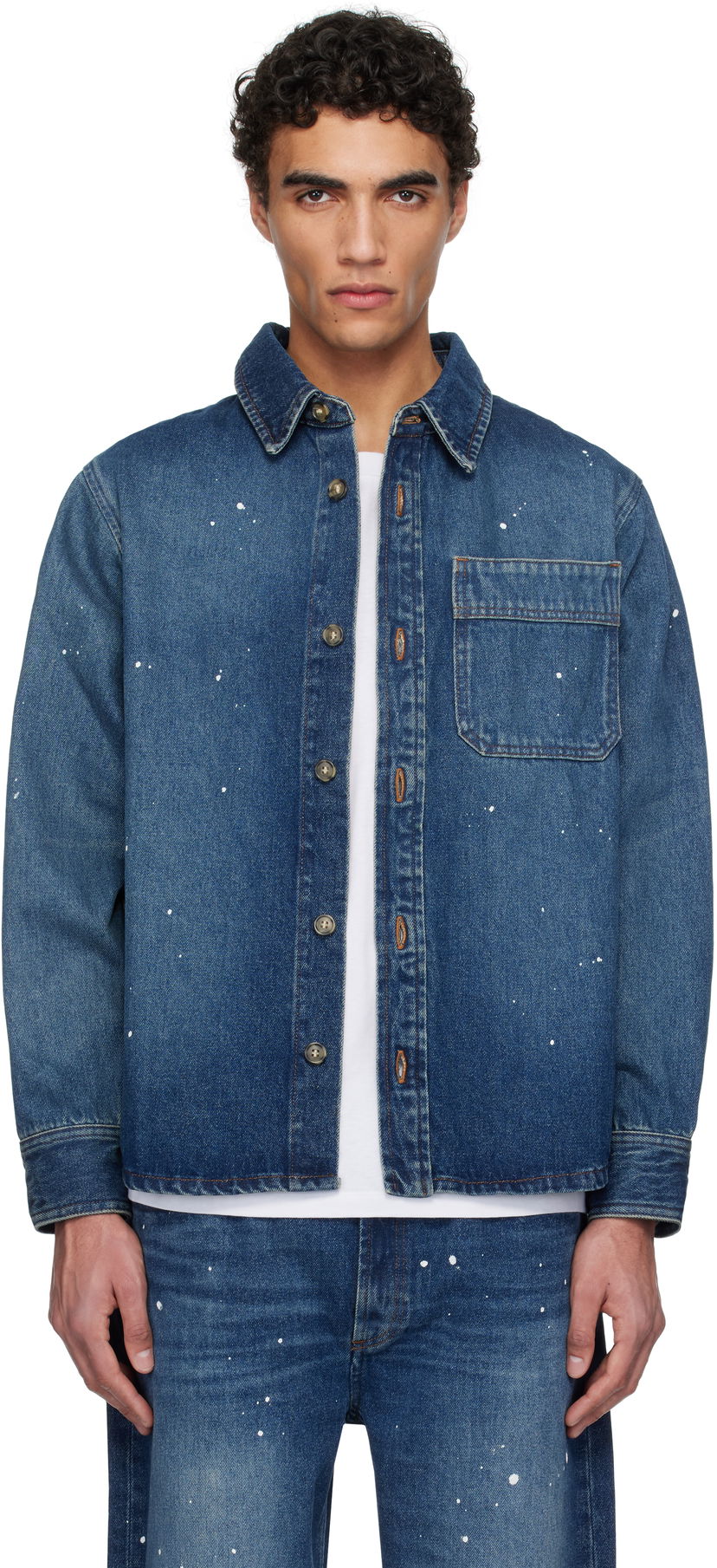 Paita A.P.C. A.P.C. Paint Splatter Denim Shirt Sininen | COHGL-H02709