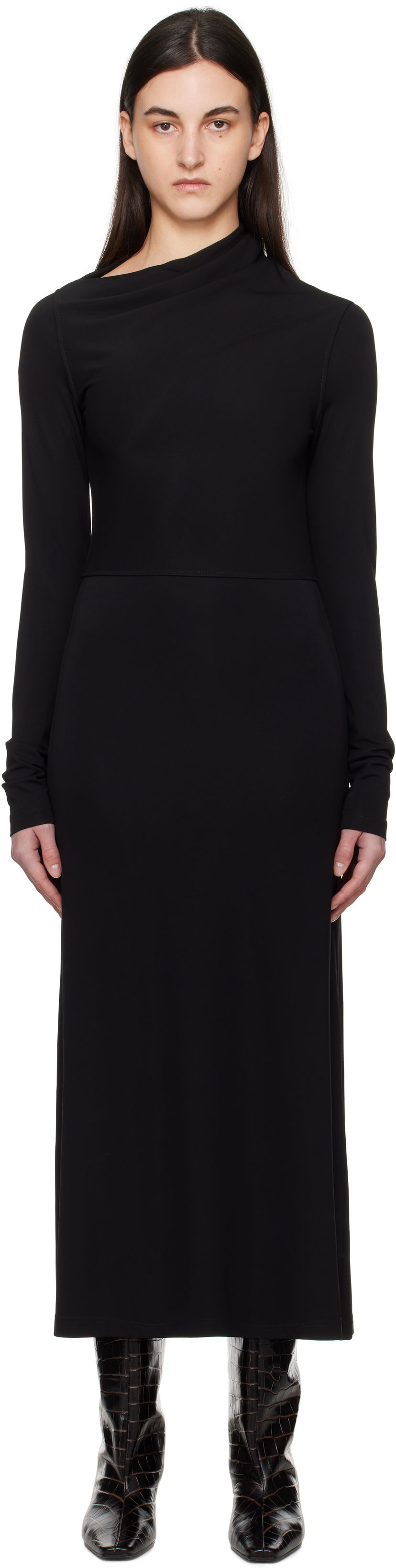 Mekko TOTEME TOTEME Draped Jersey Maxi Dress Musta | 251-WRD4459-FB0162