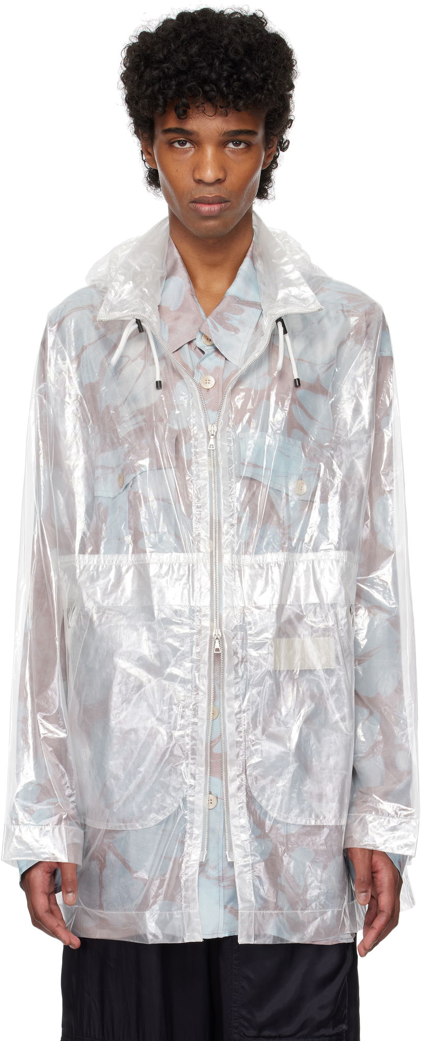 Tuulitakki Dries Van Noten Dries Van Noten Transparent Nylon Hooded Jacket Valkoinen | 251-020553-1257