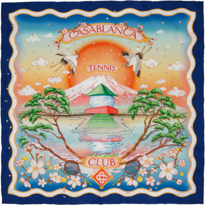 Huivi Casablanca Casablanca Tennis Club Silk Scarf Sininen | APF25-ACC-053-02