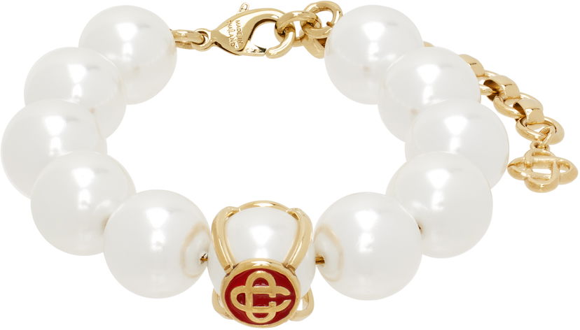 Rannerengas Casablanca Logo Faux-Pearl Bracelet with Gold-Tone Hardware Metallinen | APS25-JW-257-01