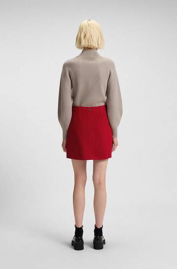 Hame BOSS A-line mini skirt with textured effect Punainen | 50547637, 1