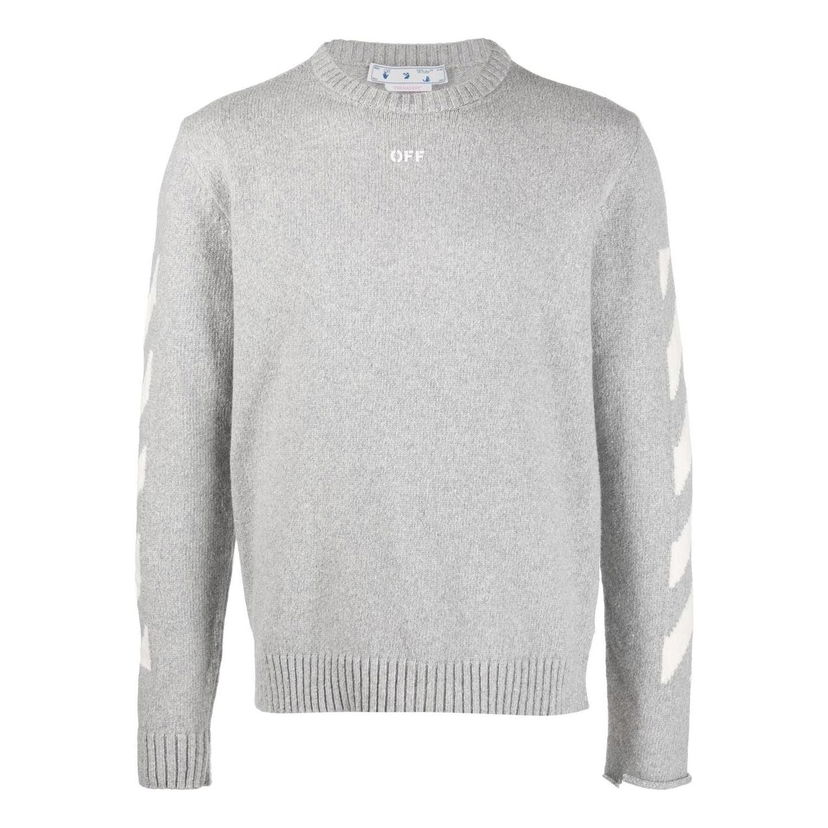 Villapaita Off-White Off-White Arrow Round Neck Sweater Harmaa | OMHE023C99KNI0010501