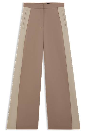 Housut BOSS Regular-Fit Color-Block Trousers Beige | 50543410