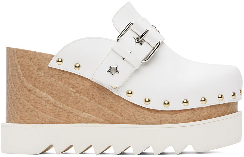 Tennarit ja kengät Stella McCartney Elyse Star-Studded Slip-On Platform Clogs Valkoinen | 810426AP00P0
