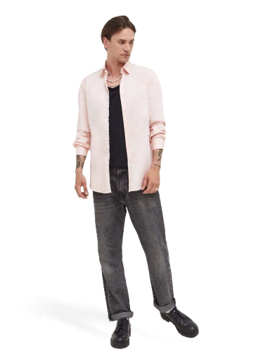 Paita BOSS Slim-fit Shirt with Doodle Motif Vaaleanpunainen | 50494500
