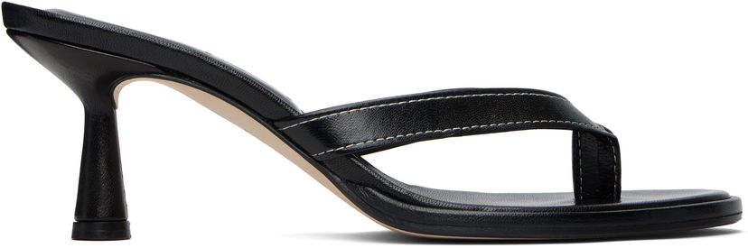 Kengänhoito Aeyde Aeyde Daphne Leather Toe-Post Heeled Sandals Musta | A11-HS-AEAR75CI187-SS25-800-007