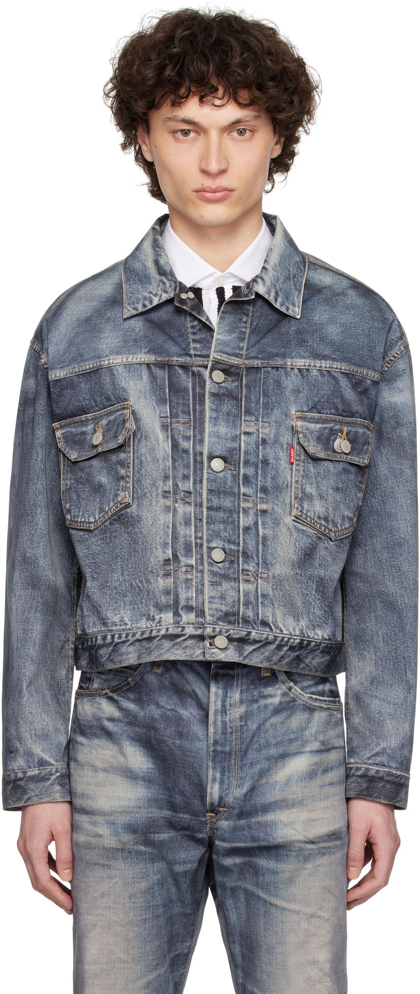 Takki Junya Watanabe Junya Watanabe Levi's Edition Denim Trucker Jacket Sininen | WO-J910-100