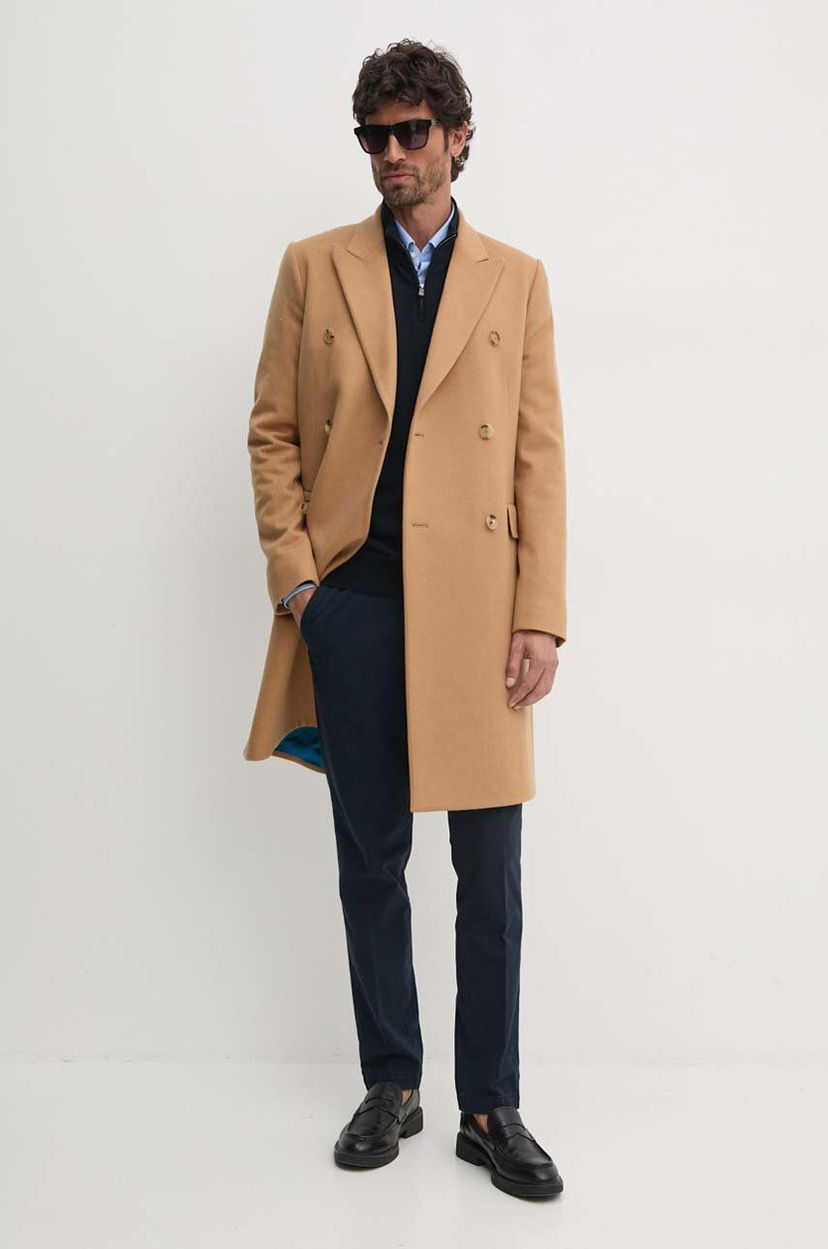 Takit Paul Smith Paul Smith Double-Breasted Wool Coat Beige | M1R.224P.N00110