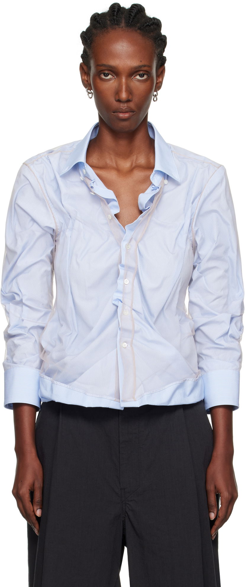 Paita Maison Margiela Maison Margiela Organic Cotton Button-Down Shirt Sininen | S29DL0218 MTN125
