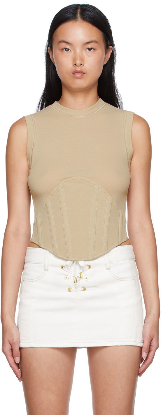 Tankkitoppi Dion Lee Cotton Fitted Tank Top Beige | C3048S22, 0
