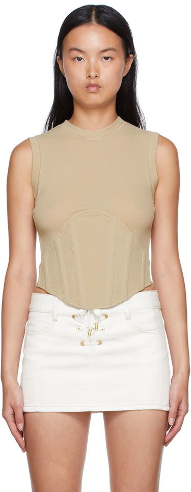 Tankkitoppi Dion Lee Cotton Fitted Tank Top Beige | C3048S22, 0
