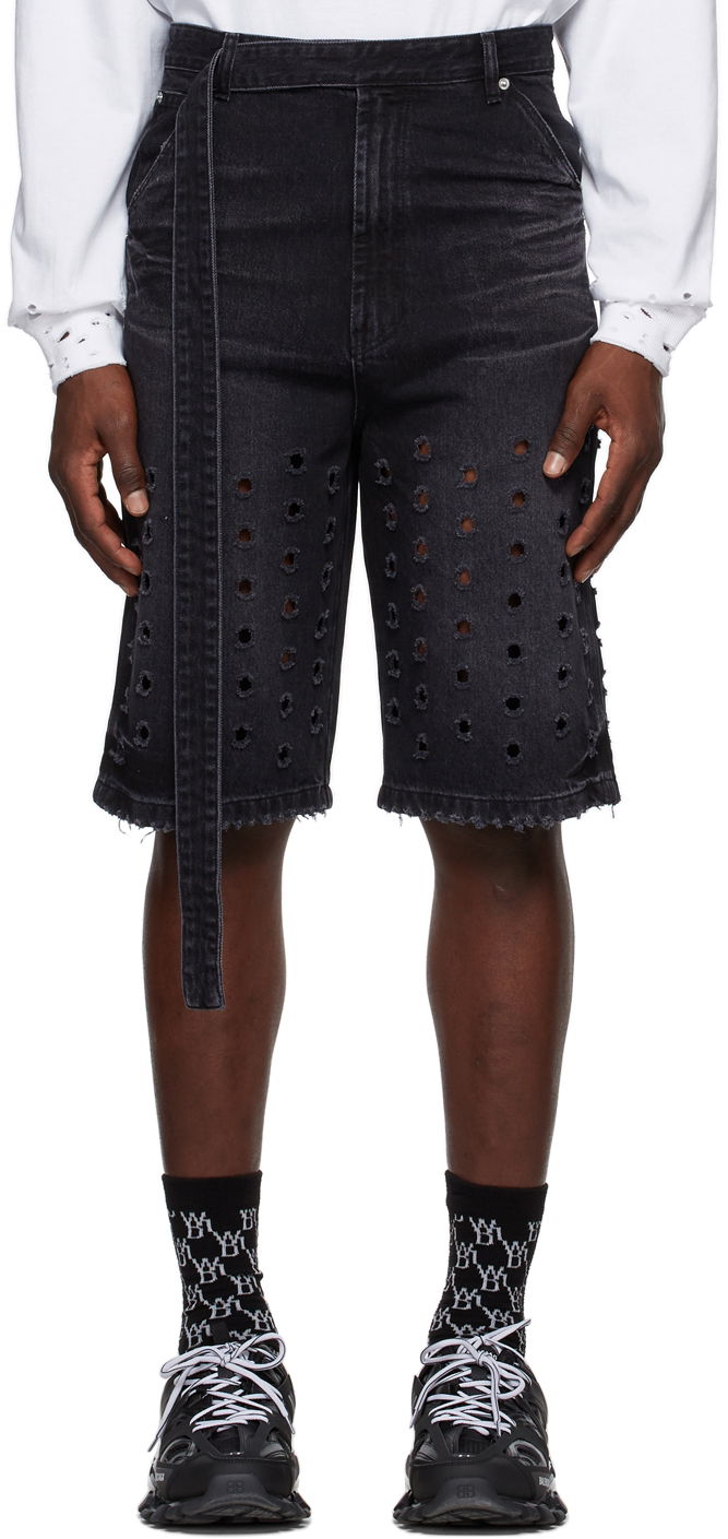 Shortsit We11done We11done Denim Eyelet Shorts Musta | WD-DP1-22-358-M-WB