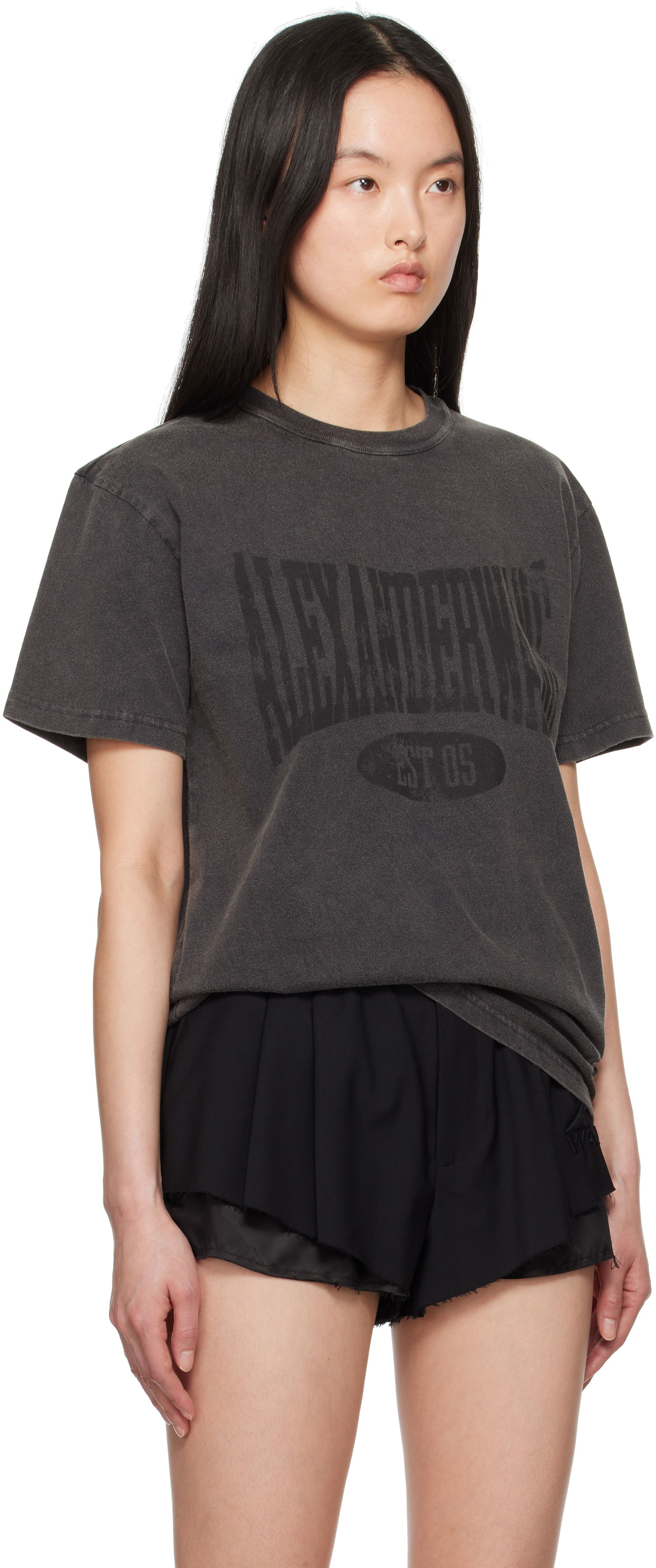 T-paita Alexander Wang Alexander Wang.t Distressed Logo T-Shirt Harmaa | 4CC2251542, 1