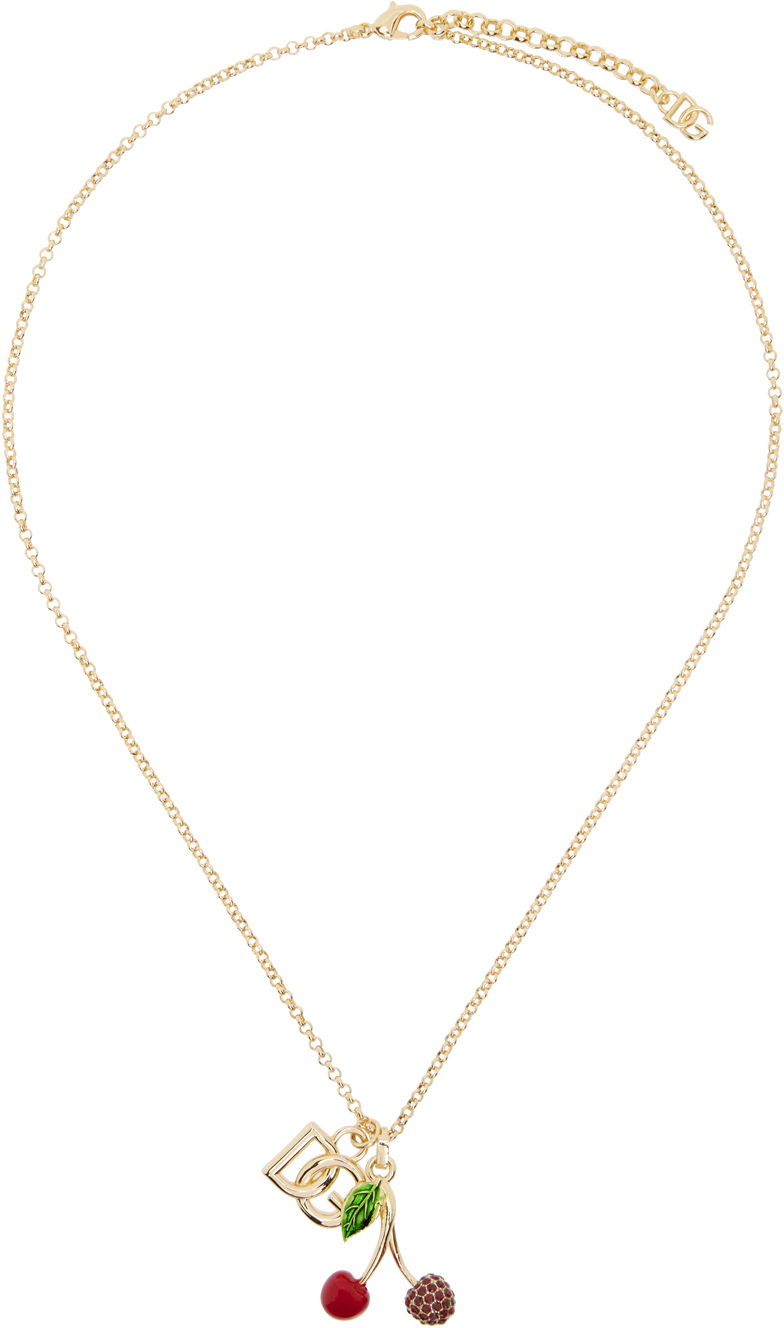 Kaulakoru Dolce & Gabbana Gold 'DG' Logo & Cherries Necklace Metallinen | WNP6C1W1111