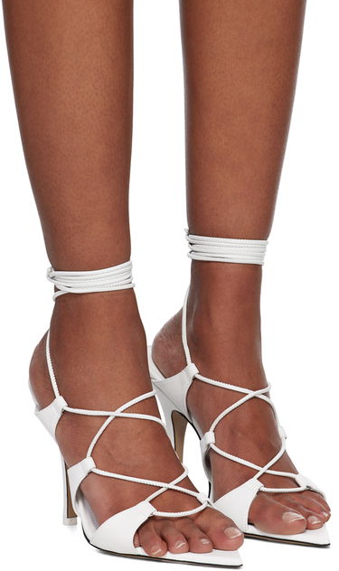 Kengänhoito The Attico Attico Renèe Lace-Up Heeled Sandals Valkoinen | 231WS625 L001, 3