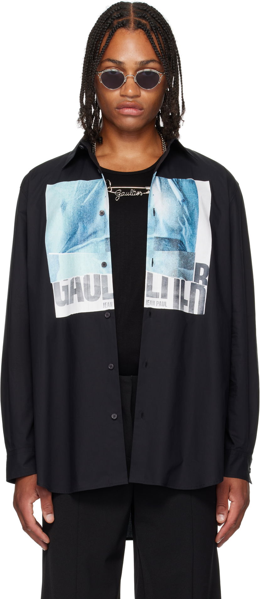 Paita Jean Paul Gaultier Jean Paul Gaultier Oversized 'Water' Shirt Musta | 25/03-U-ST030-W014P-0055