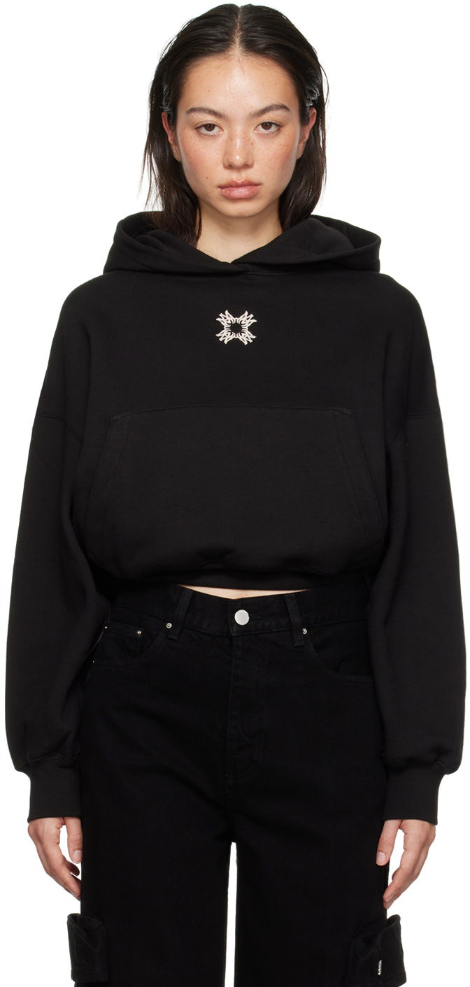 Huppari AMIRI Amiri MA Quad Cropped Hoodie Musta | AWJYHD1015