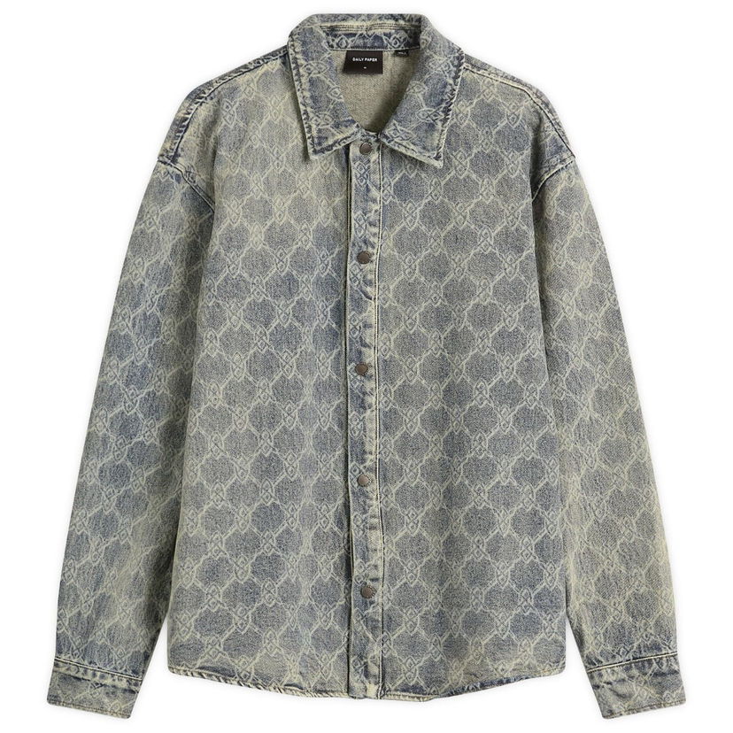 Paita DAILY PAPER Daily Paper Shield Laser Denim Shirt, Size Large Sininen | 2511154