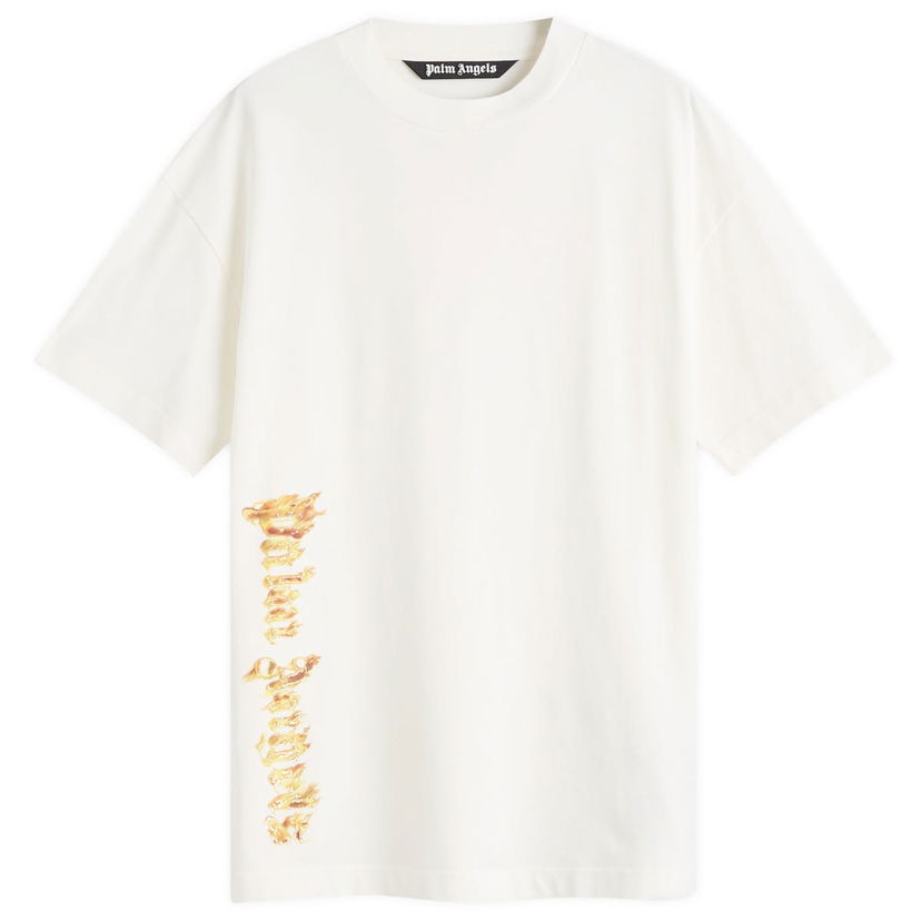 T-paita Palm Angels Burning Palm T-Shirt Valkoinen | PMAA001F24JER0080376