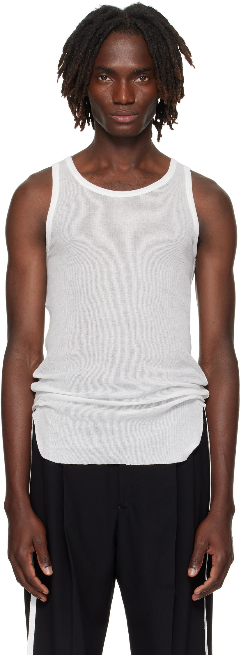 Tankkitoppi Ann Demeulemeester Ann Demeulemeester Boris Wrinkled Cropped Tank Top Valkoinen | B0011785-FA434-002