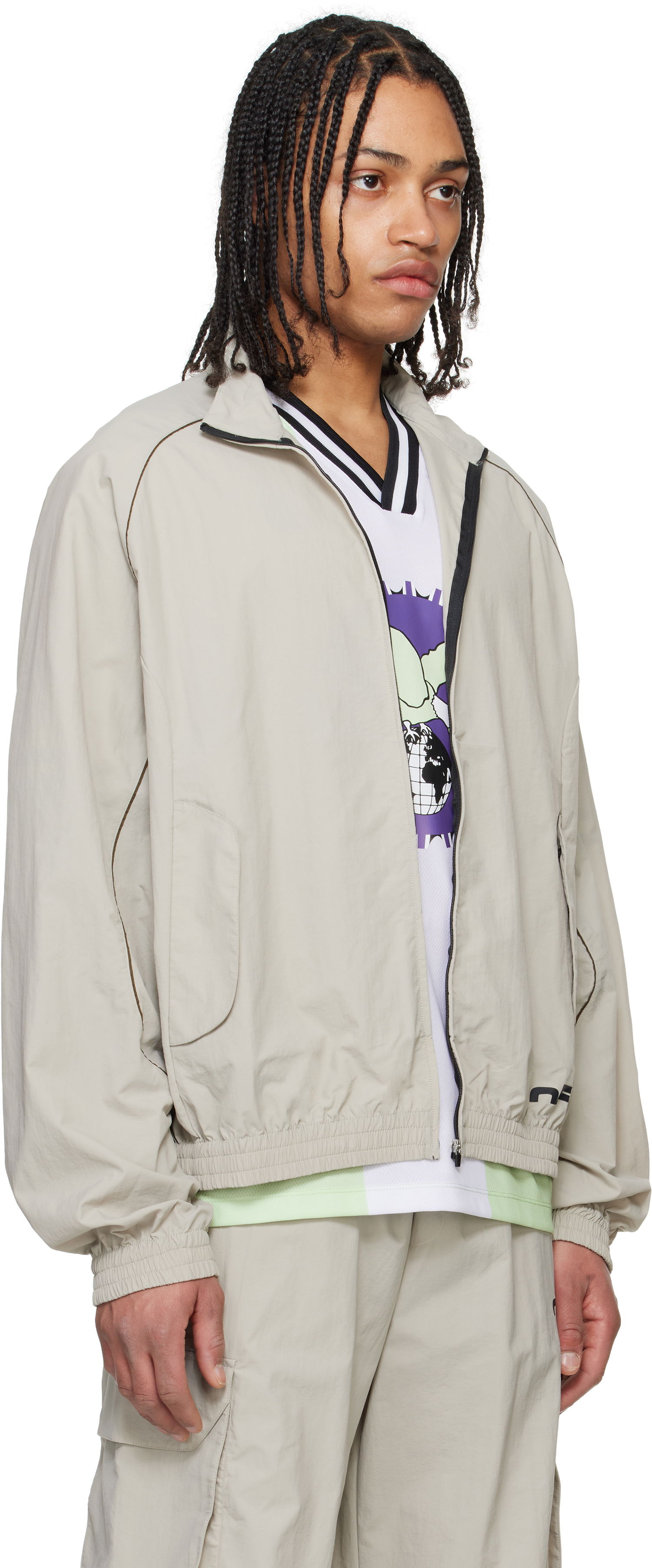 Tuulitakki Off-White Off-White Split Track Jacket Beige | OMBD05AS25FAB0010500, 1