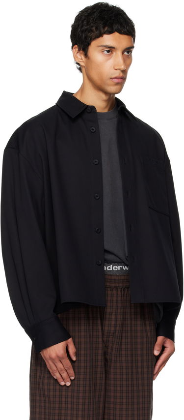 Paita Alexander Wang Alexander Wang Boxy Cropped Long Sleeve Shirt Musta | 6WC3251092, 1