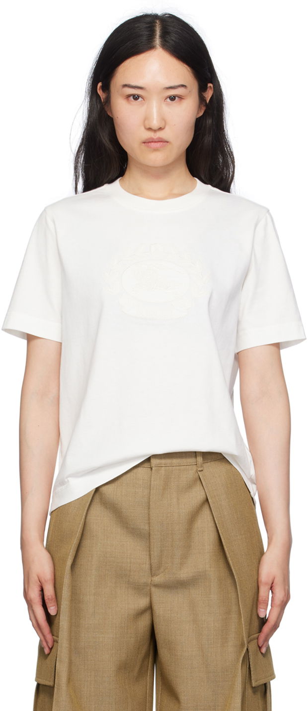 T-paita Burberry Cotton T-Shirt With Logo Embroidery Valkoinen | 8093651