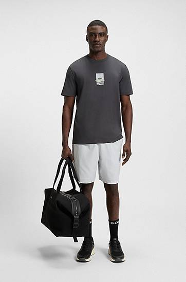 T-paita BOSS Relaxed Fit Stretch Cotton T-Shirt with Photo Print Harmaa | 50545869, 1