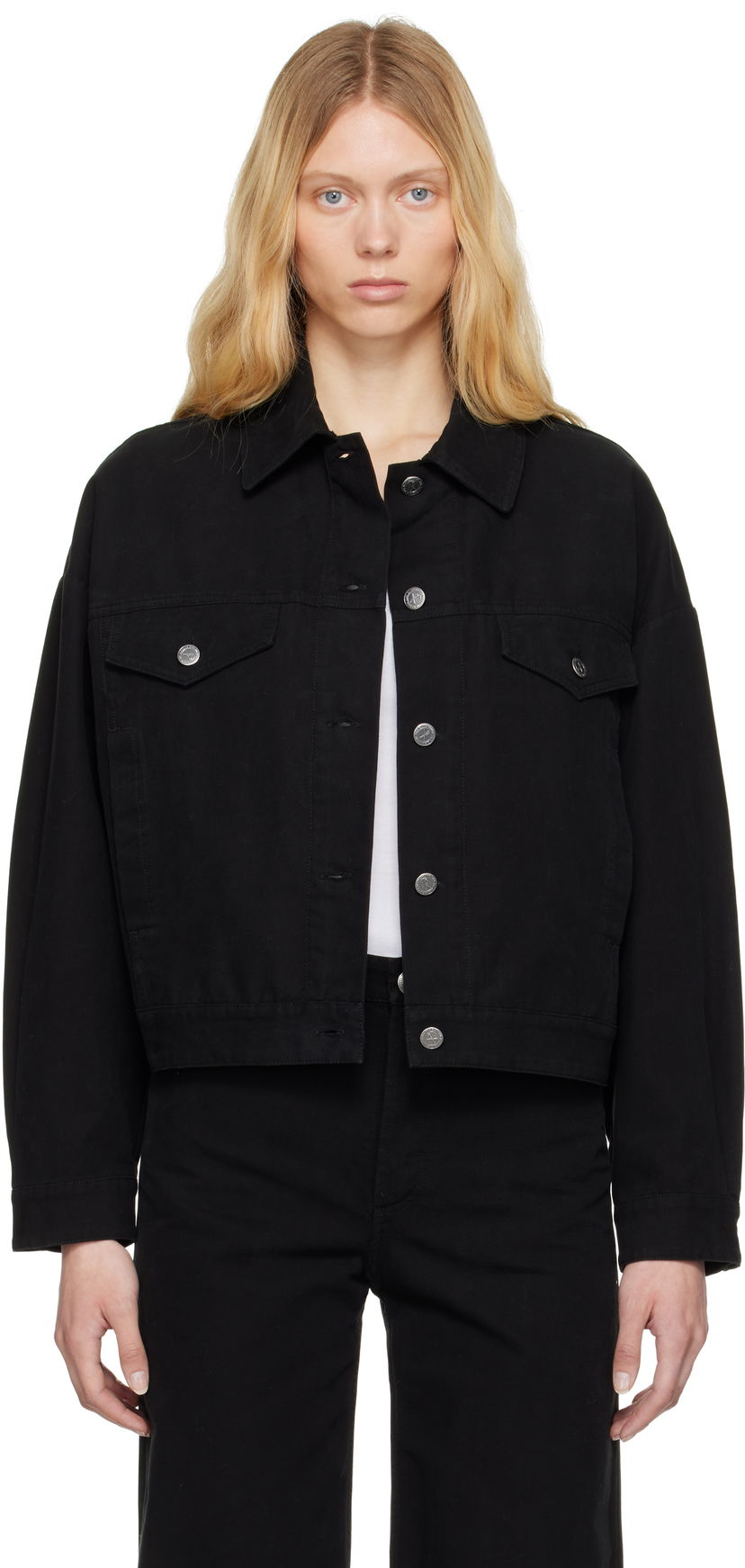 Takki A.P.C. A.P.C. Cally Cropped Denim Jacket Musta | COGBJ-F02905