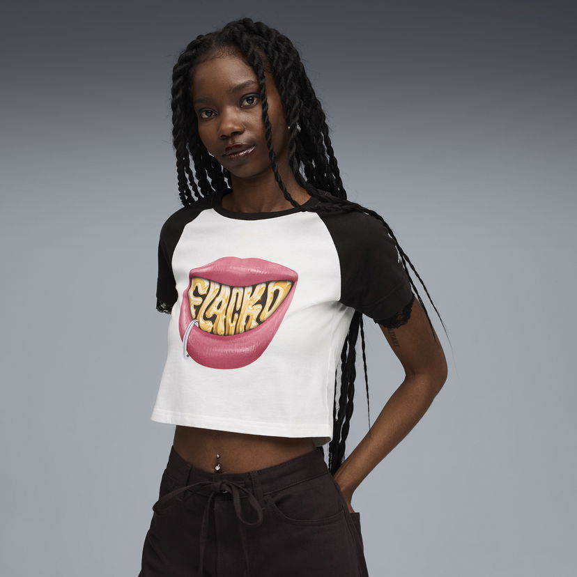 T-paita Puma A$AP ROCKY x PUMA Flacko Smile Baby Tee Valkoinen | 633419_02